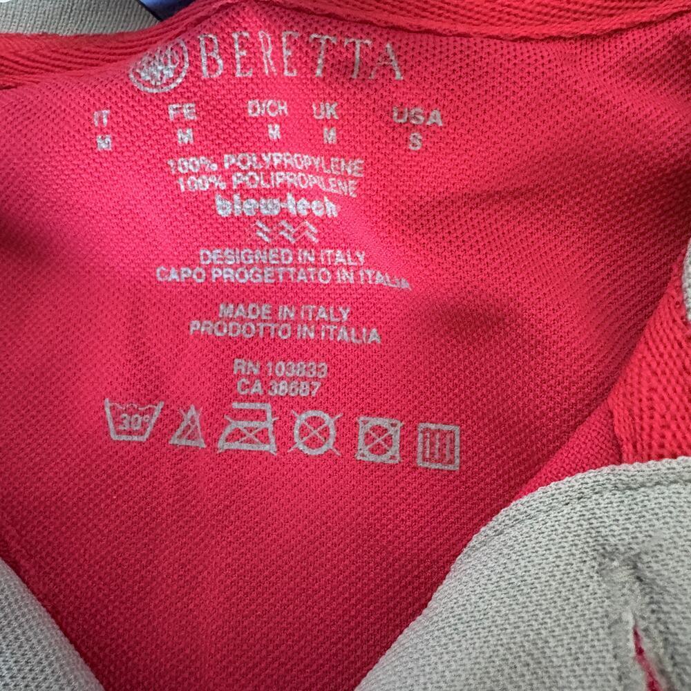 Beretta Silver Pigeon polo shirt S red gray performance Italy made NWT - Picture 6 of 9